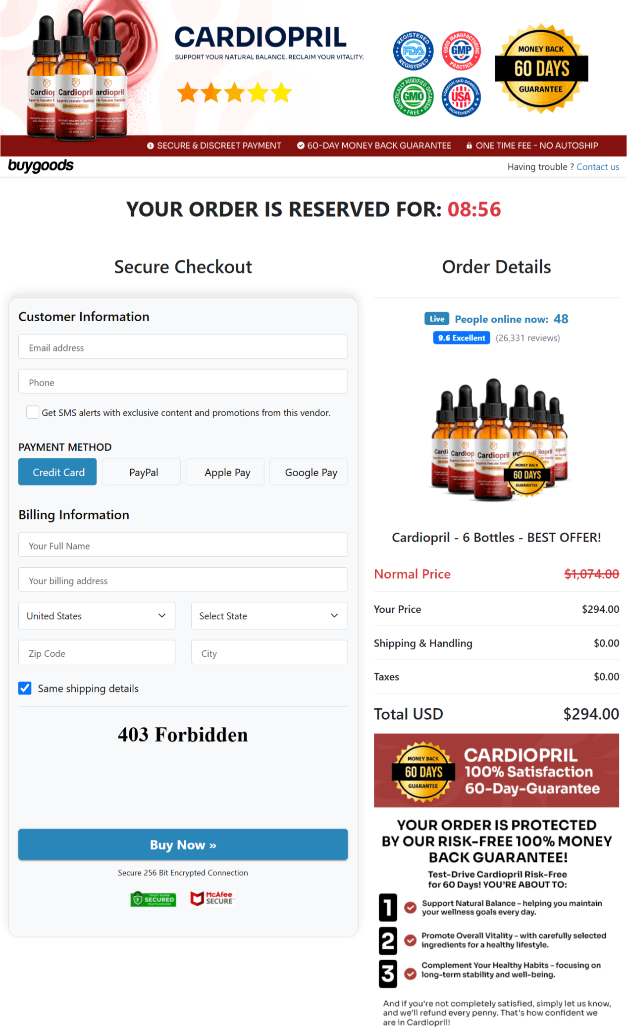 cardiopril secure checkout